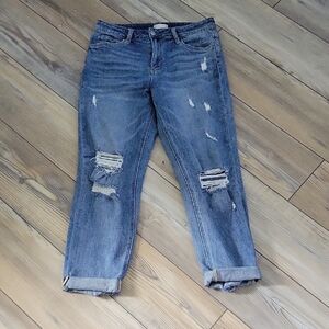 Altar'd State Distressed Cropped Capri Jeans